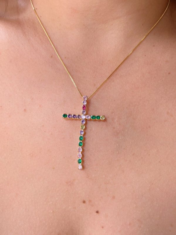 COLAR CRUCIFIXO DE ZIRCONIAS COLORS