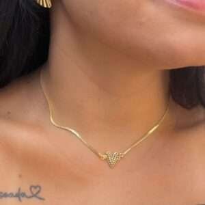 CHOCKER FITA CORAÇÃO DE ZIRCONIAS PRETO