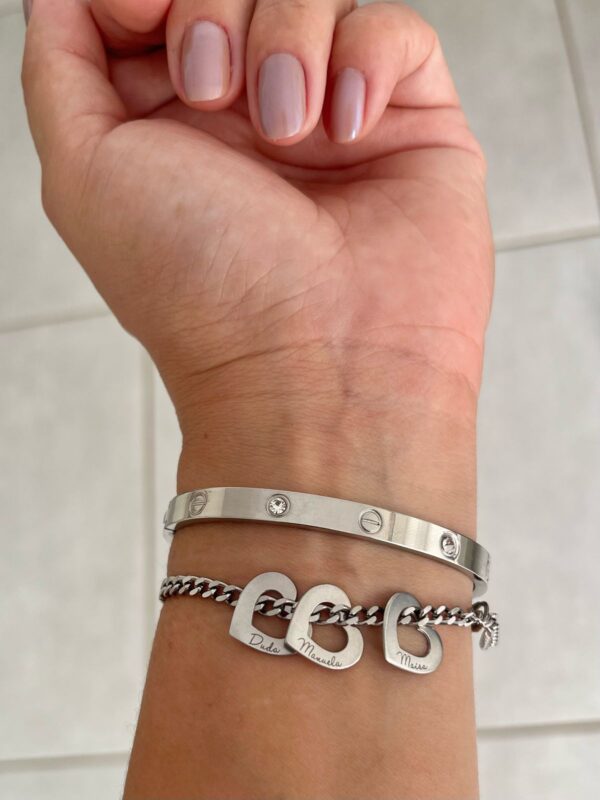 PULSEIRA GRUMET EM AÇO CORAÇÕES COM NOME - Image 2
