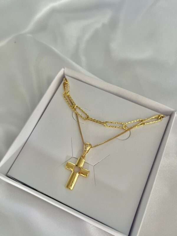 COLAR CRUCIFIXO E PULSEIRA ELOS SEMI JOIA
