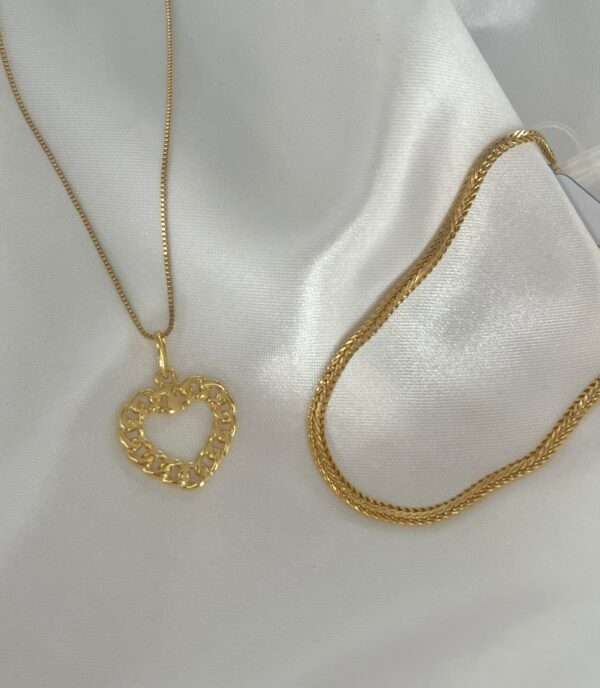 COLAR CORAÇÃO ELOS E PULSEIRA FITA SEMIJOIA - Image 2