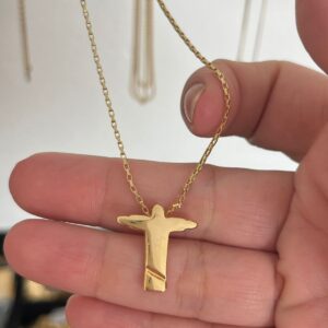 CORRENTE MASCULINA CADEADO COM PINGENTE CRISTO REDENTOR