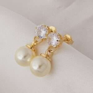 BRINCO ZIRCONIA COM PEROLA BANHADO A OURO