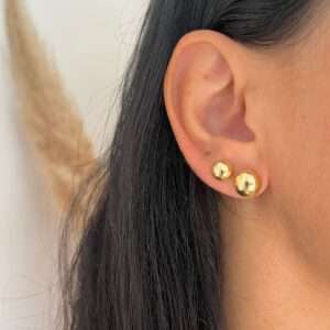 CONJUNTO DE BRINCO MEIA ESFERA BANHADO A OURO