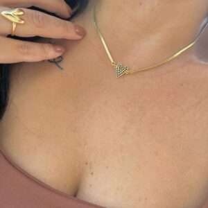 CHOCKER FITA CORAÇÃO DE ZIRCONIAS PRETO