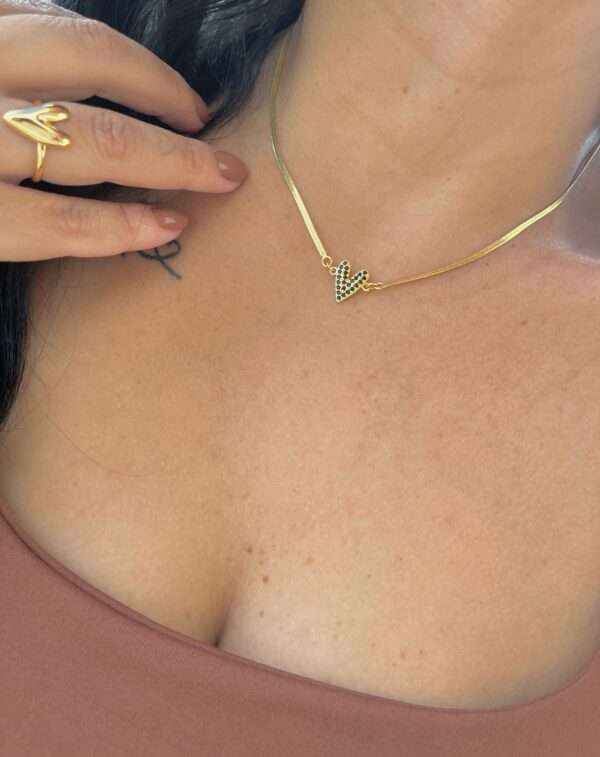 CHOCKER FITA CORAÇÃO DE ZIRCONIAS PRETO