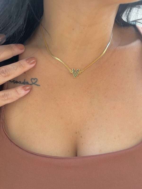 CHOCKER FITA CORAÇÃO DE ZIRCONIAS PRETO - Imagem 3