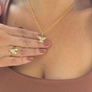 COLAR ESPIRITO SANTO BANHADO A OURO