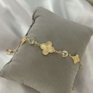 PULSEIRA TREVO COM PONTO DE LUZ SEMIJOIA