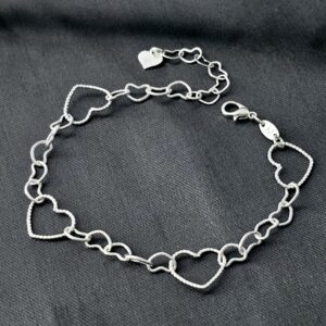 PULSEIRA ELOS CORAÇÃO SEMIJOIA PRATA