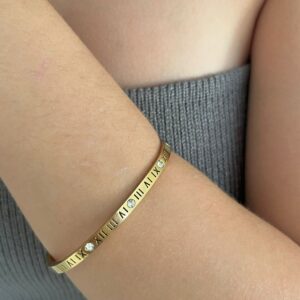 BRACELETE ROMANO AÇO DOURADO COM ZIRCONIAS