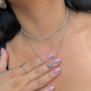 Colar mini elos com medalhinha inicial aço