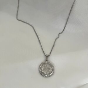 COLAR LONGO SAO BENTO COM ZIRCONIAS DE AÇO